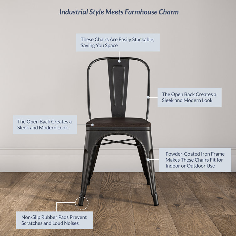 Linzy metal slat back side deals chair